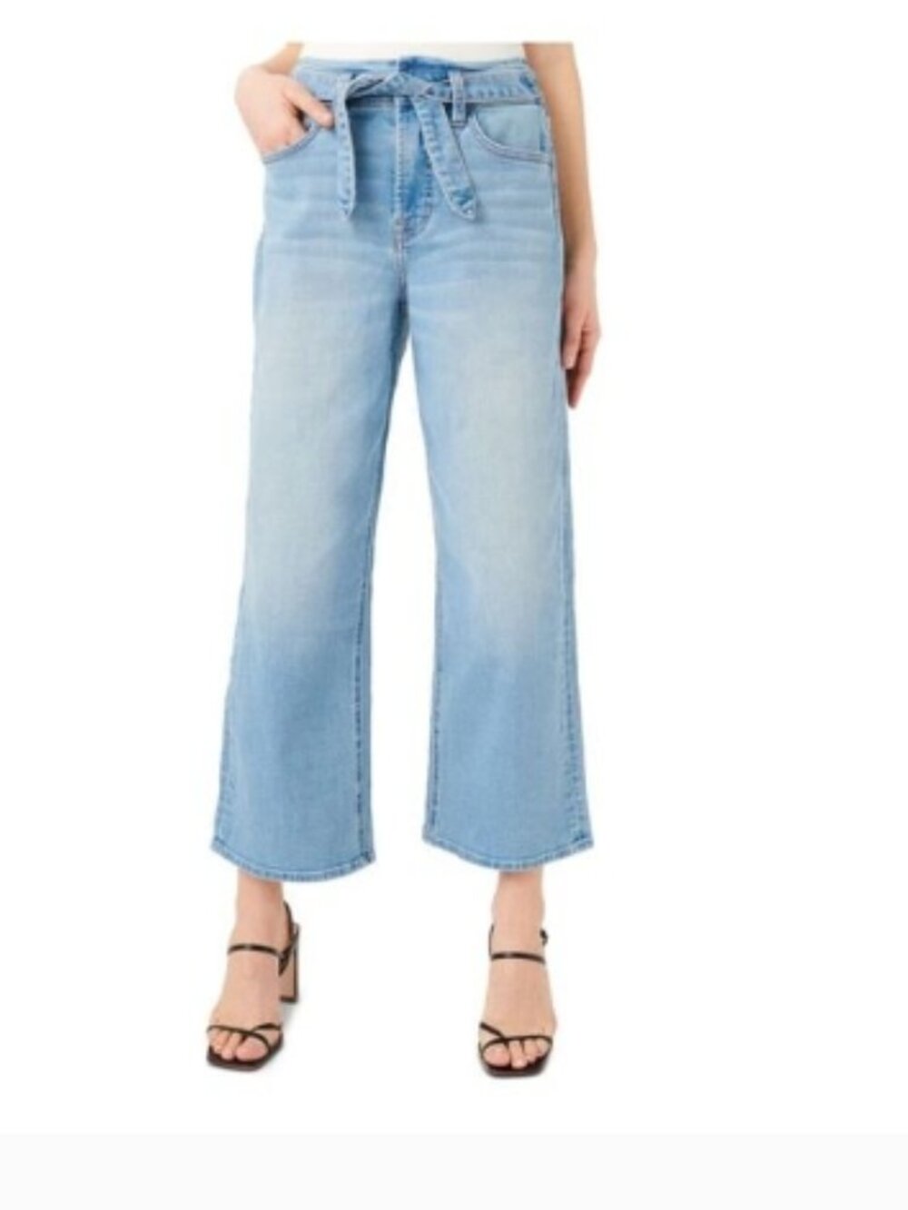 NWOT  JEN 7 Cropped Wide Leg Belted Jeans in Size 0